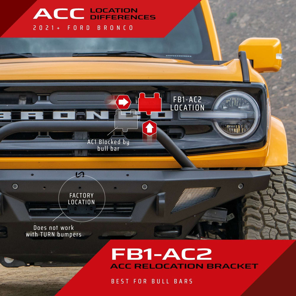 2021-2026 Ford Bronco ACC Relocation Bracket