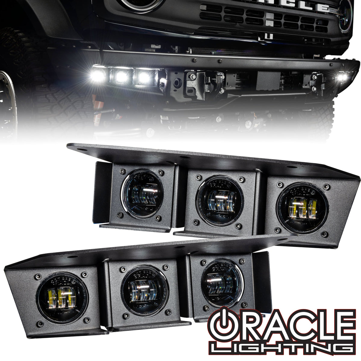 ORACLE Lighting 2021-2025 Ford Bronco Triple LED Fog Light Kit for Steel Bumper
