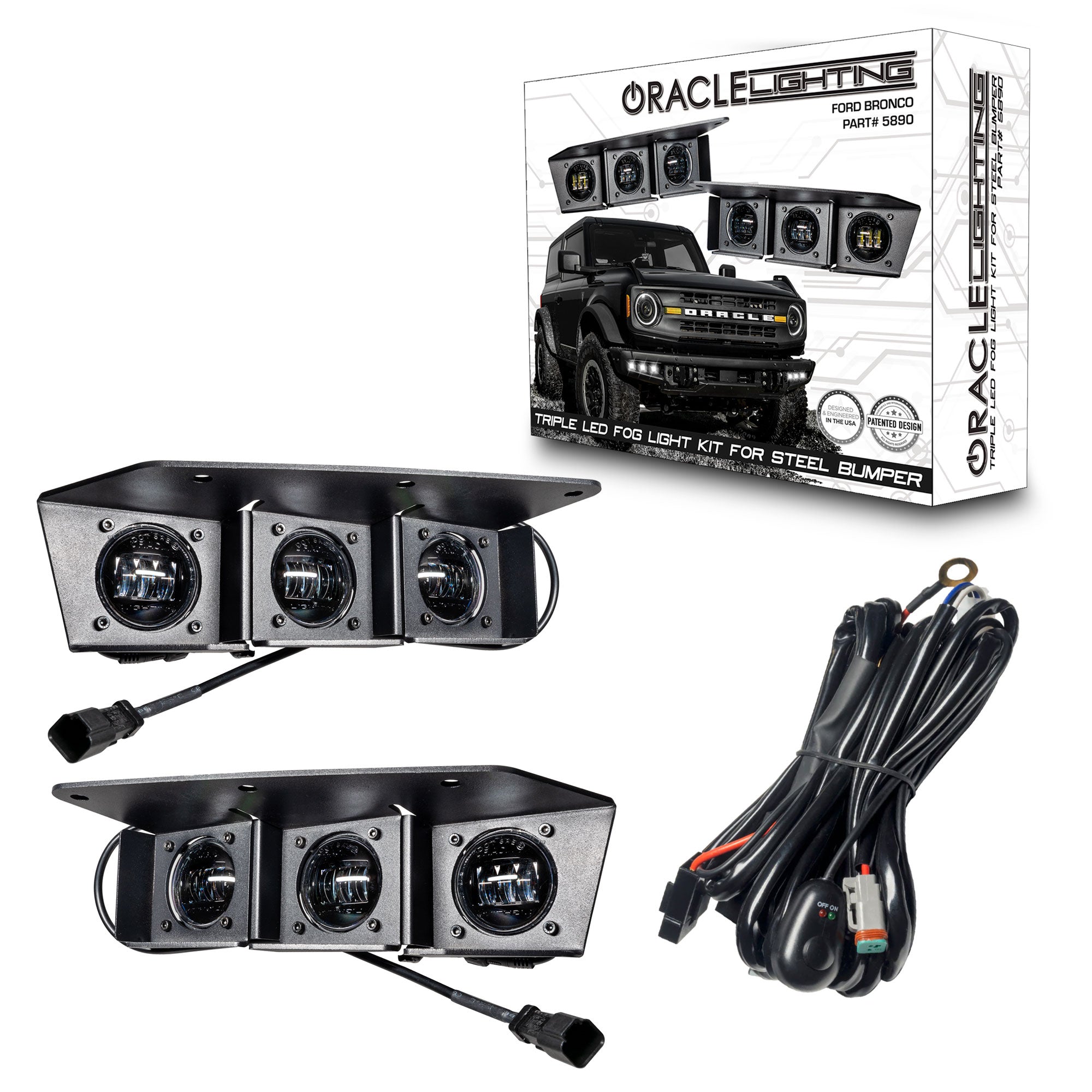 ORACLE Lighting 2021-2025 Ford Bronco Triple LED Fog Light Kit for Steel Bumper Secondary image
