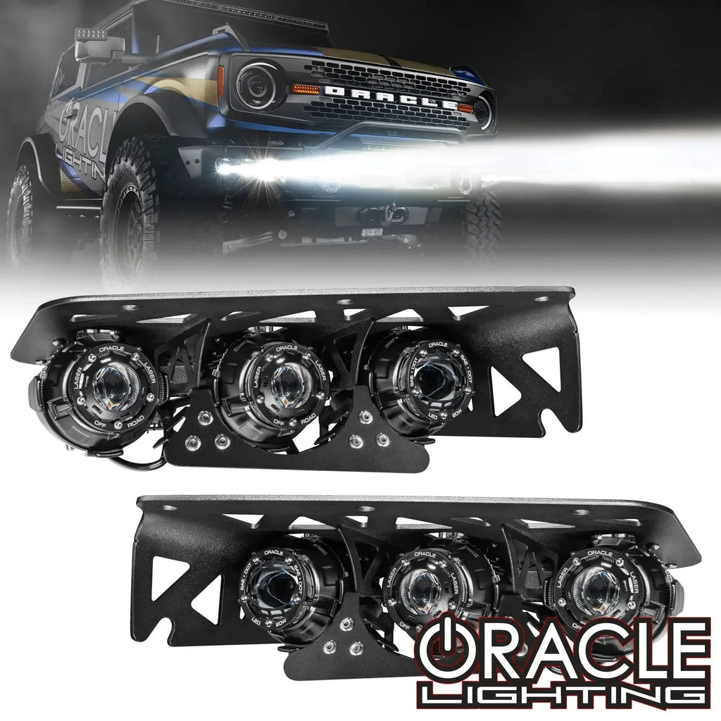 ORACLE Lighting 2021-2026 Ford Bronco Off Road LASER Auxiliary Lights + LED Fog Light Kit for Steel Bumper