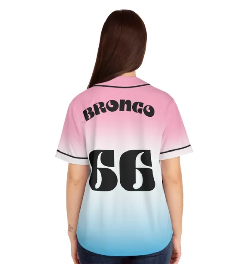Bronco Ladies blue to pink baseball jersey Secondary image