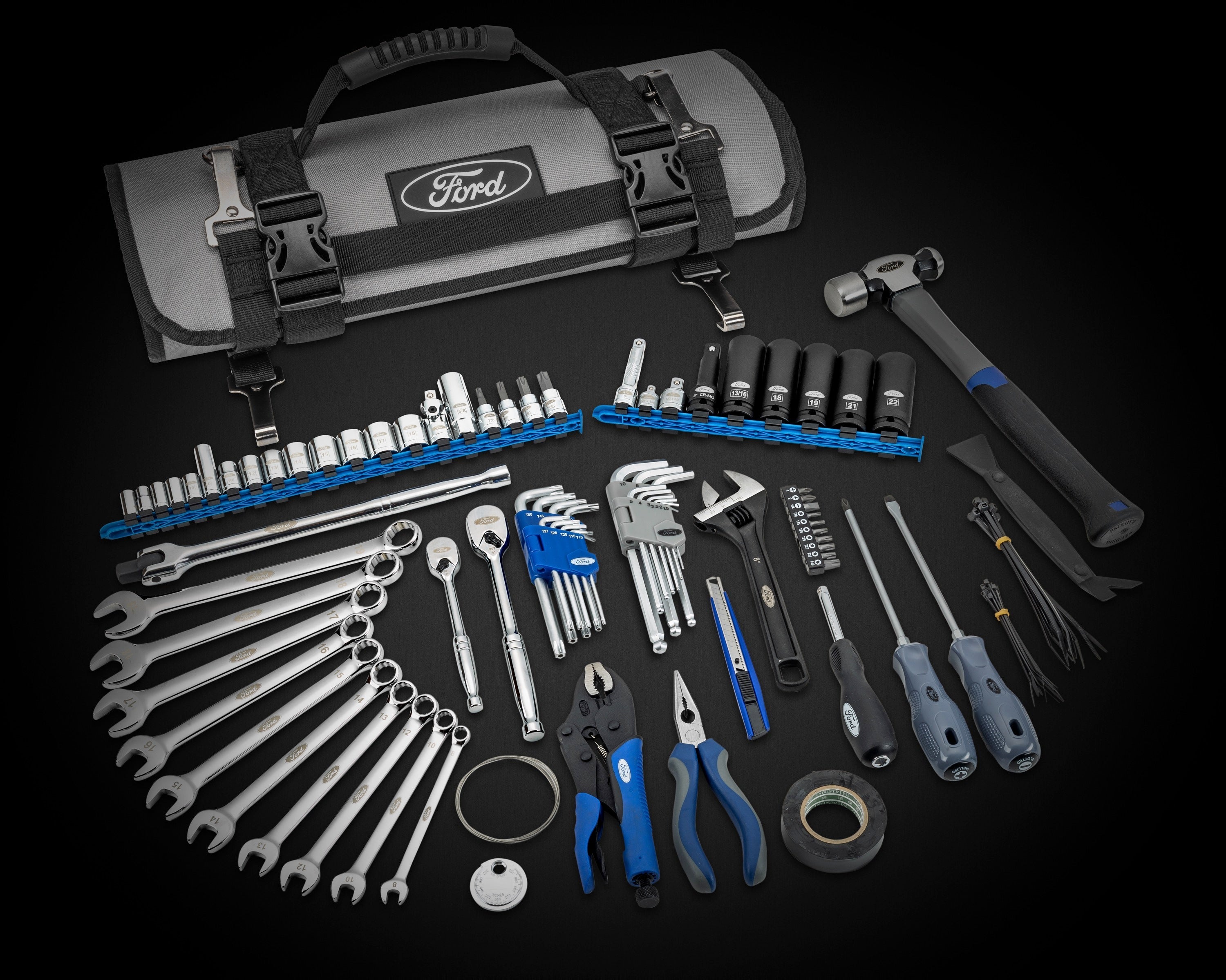 MoTLEY Industries 86pc Ford Brand Tool Roll Kit