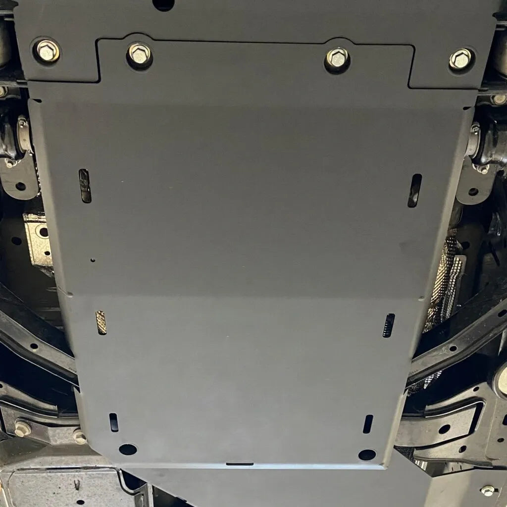 Transmission Skid Plate with x-members | 24+Ranger / 21+Bronco 2.7L - 1/4" 5052 Aluminum - Black Powder Coat