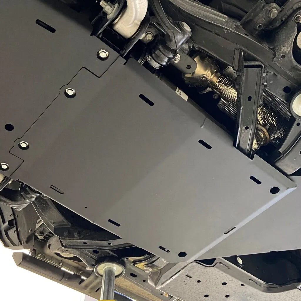 Transmission Skid Plate with x-members | 24+Ranger / 21+Bronco 2.7L - 1/4" 5052 Aluminum - Black Powder Coat